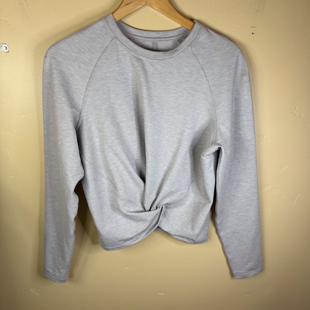 Lululemon Tuck and Gather Pullover Twist Front Size 10 Light Gray Streetwear